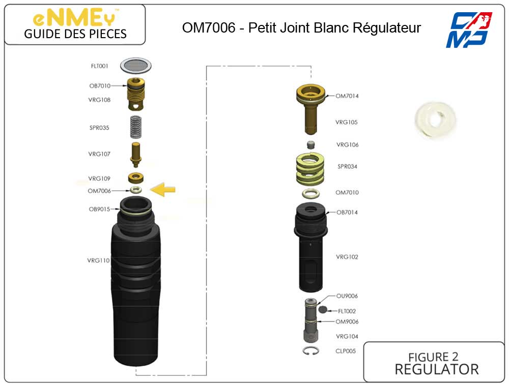 eNMEy OM7006 - O-Ring - Petit Joint Blanc Régulateur